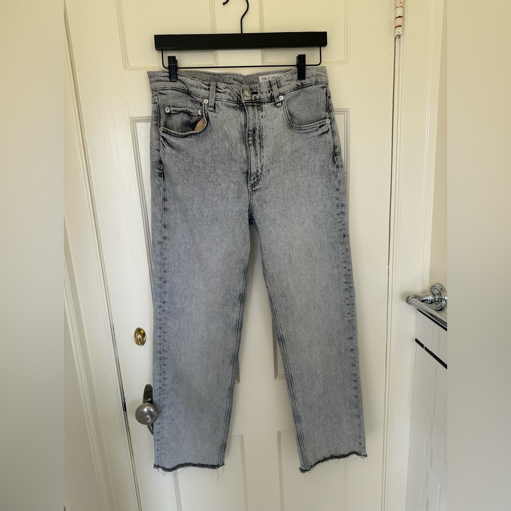 Super-washed out Grey Frayed Hem Jeans